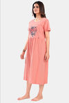 Sweet Moon Maternity Knit Cotton Mid Length Nightdress - Light Peach — thumbnail 6